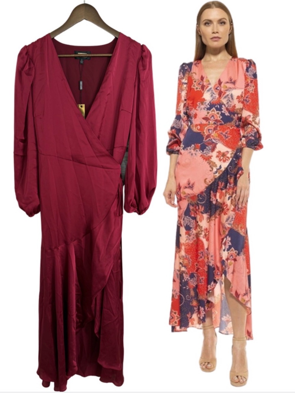 NWT Alexia Admor Tala Wrap Maxi Dress Dark Rust Size 6